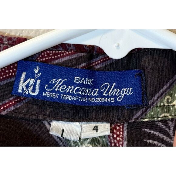 Batik Kencana Y2K Ungu Lightweight Short Sleeve Button Up Shirt Men's Large - Picture 3 of 7